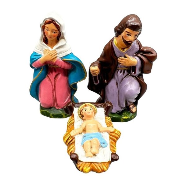 Vintage Dickson Hand-Painted Nativity Scene Set Complete w Stable Japan 12 Pc - Picture 6 of 16